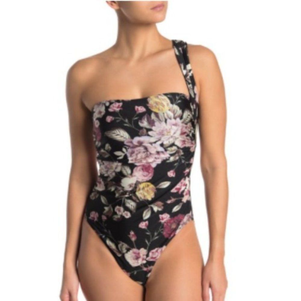 Rachel Roy floral printRuched One-Shoulder swimingsuit size M
